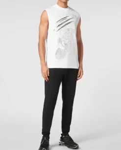 Biały tank top z nadrukiem