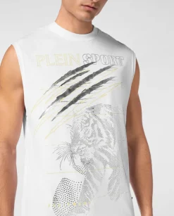 Biały tank top z nadrukiem
