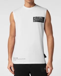 Biały tank top z printem