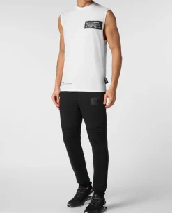 Biały tank top z printem