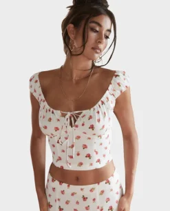 Biały top w kwiaty Bruna