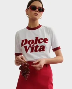 Biały T-shirt Dolce Vita