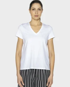 Biały t-shirt z dekoltem V