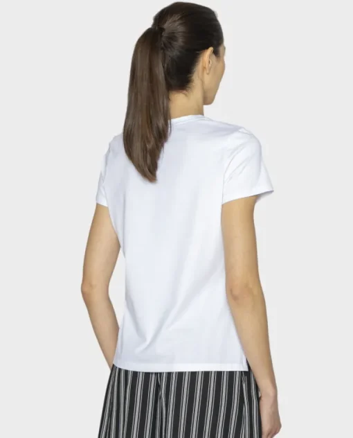 Biały t-shirt z dekoltem V