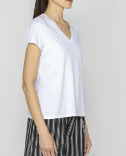Biały t-shirt z dekoltem V