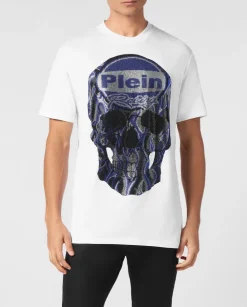 Biały t-shirt z dużym motywem czaszki