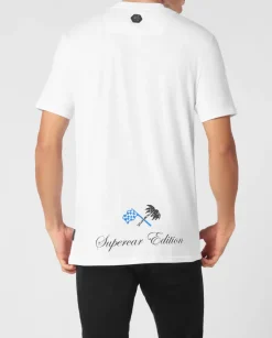 Biały t-shirt z dużym motywem czaszki