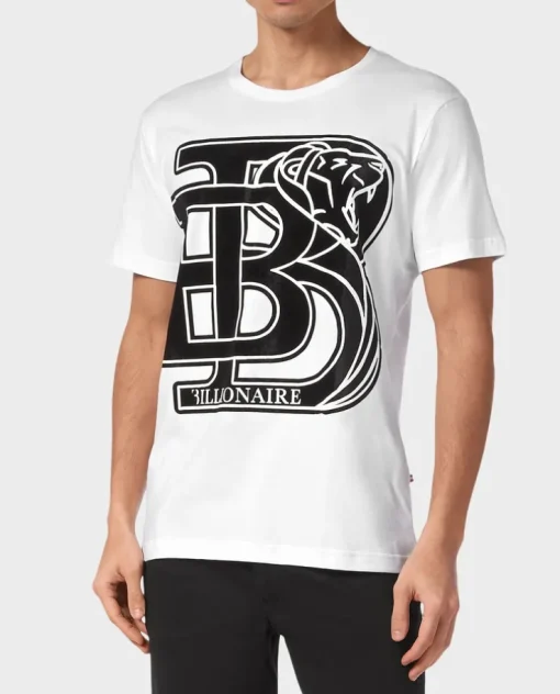 Biały t-shirt z kontrastowym logo
