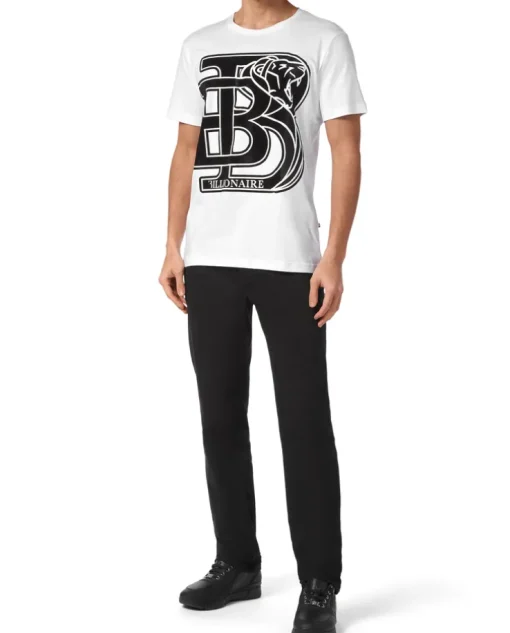 Biały t-shirt z kontrastowym logo