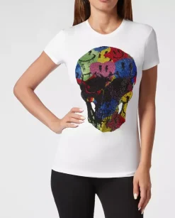 Biały t-shirt z kryształową grafiką Sexy Pure Smile