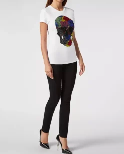 Biały t-shirt z kryształową grafiką Sexy Pure Smile