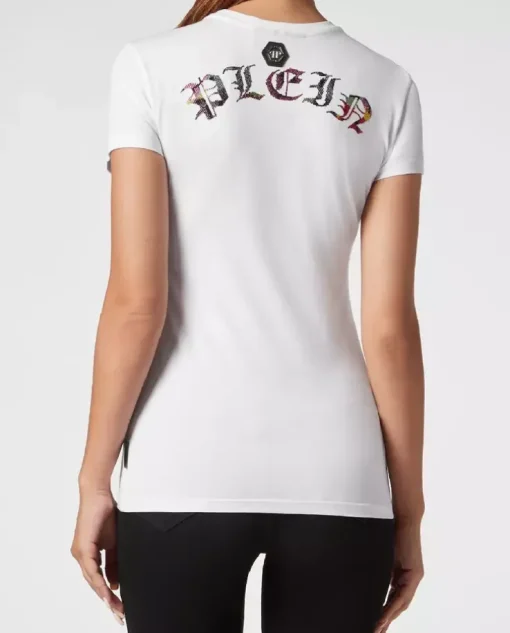Biały t-shirt z kryształową grafiką Sexy Pure Smile