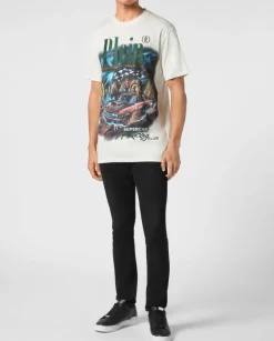 Biały t-shirt z nadrukiem