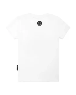 Biały t-shirt z ozdobnym nadrukiem