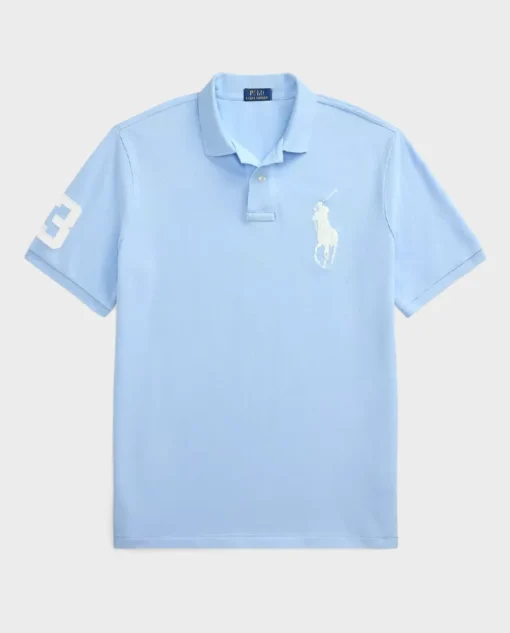Błękitna koszulka polo Custom Slim Fit