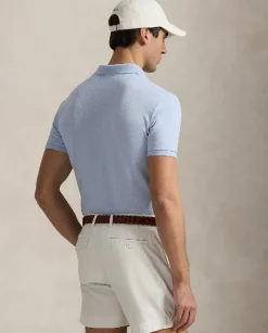 Błękitna koszulka polo z logo Slim Fit