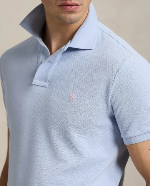 Błękitna koszulka polo z logo Slim Fit