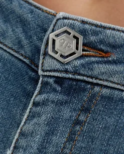Błękitne jeansy z logo Super High Waist