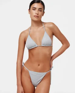 Błękitny komplet bikini z błyszczącym efektem
