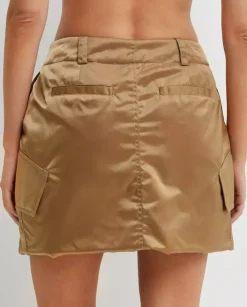 Brązowa spódnica cargo mini