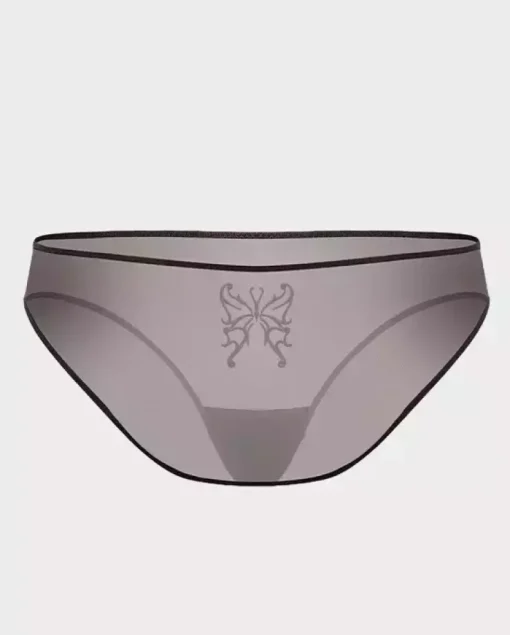 Brązowe figi z haftem Butterfly
