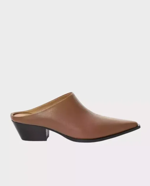 Brązowe skórzane klapki mule