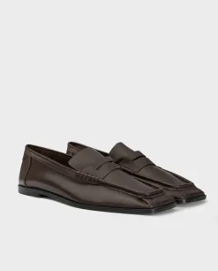 Brązowe skórzane loafersy Rock