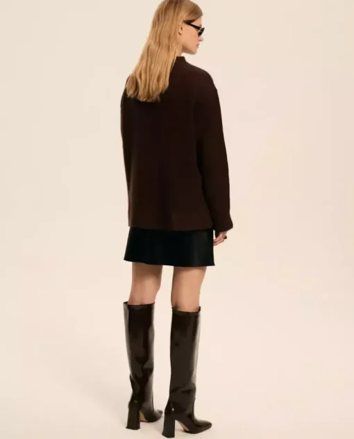 Brązowy sweter z kaszmiaru Nadin Choklad