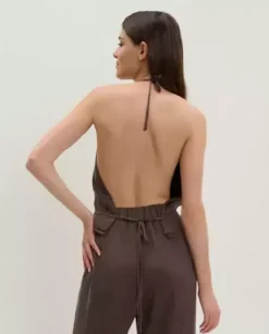 Brązowy top z falbanką Cindy