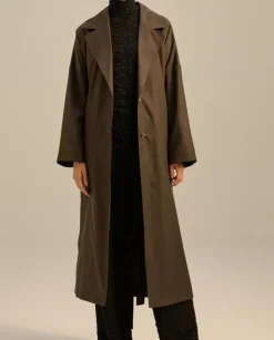 Brązowy trencz oversize Murcia