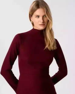 Burgundowa sukienka ze stójką Envy