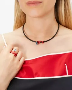 Choker z błękitnym kryształem