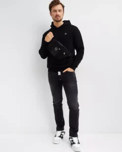 Czarna bluza z kapturem Hexagon