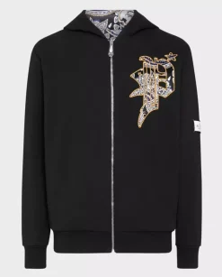 Czarna bluza z kapturem Paisley Gothic