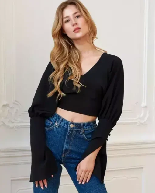 Czarna bluzka z jedwabiu Scarlett