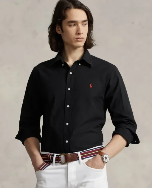 Czarna koszula Oxford Custom Fit
