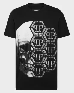 Czarna koszulka z grafiką Skull&Plein