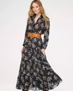 Czarna maxi sukienka w kwiaty Diva