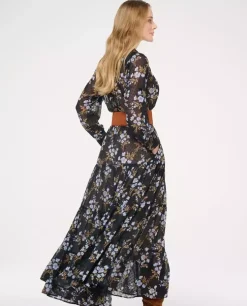 Czarna maxi sukienka w kwiaty Diva
