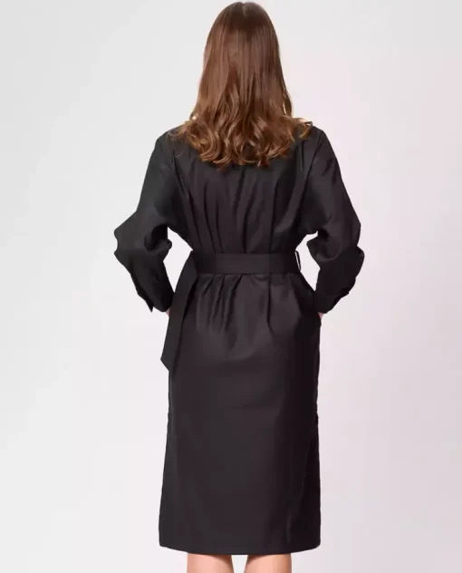 Czarna midi sukienka z paskiem Barbara