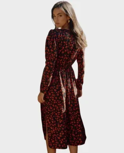 Czarna sukienka w kwiaty Dorothy midi