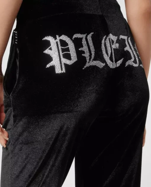 Czarne aksamitne spodnie Gothic Plein