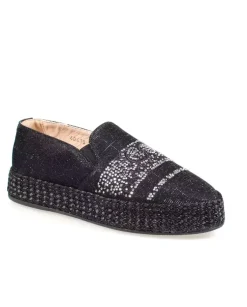 Czarne espadryle z cyrkoniami