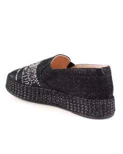Czarne espadryle z cyrkoniami