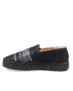 Czarne espadryle z cyrkoniami