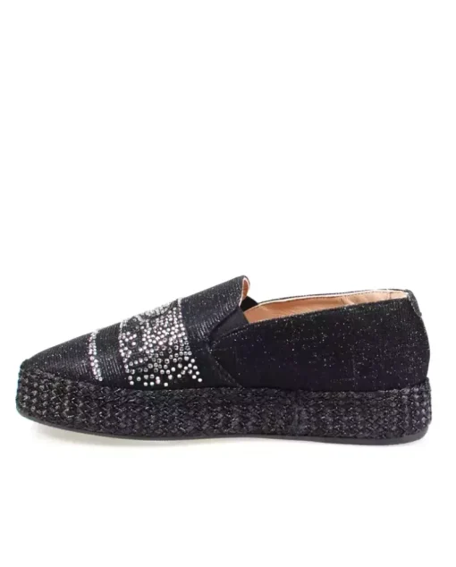 Czarne espadryle z cyrkoniami