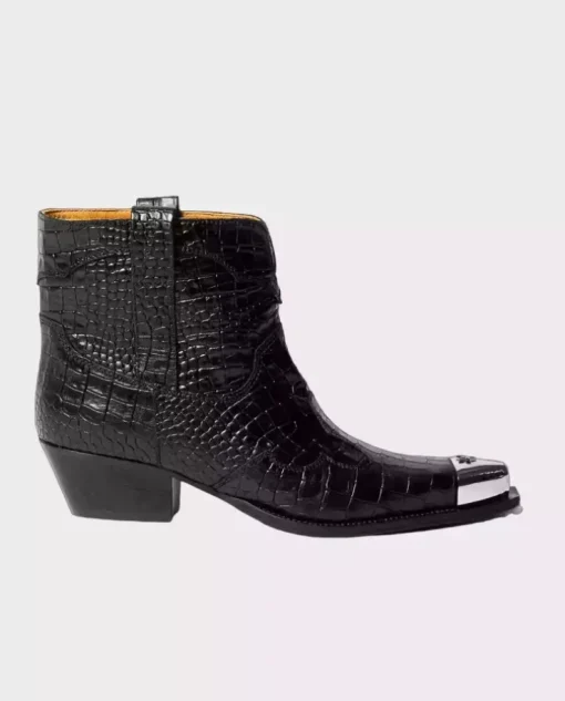 Czarne kowbojki Simple Croco