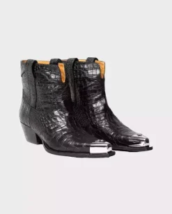 Czarne kowbojki Simple Croco