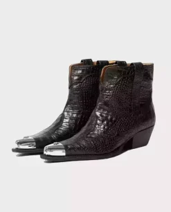 Czarne kowbojki Simple Croco