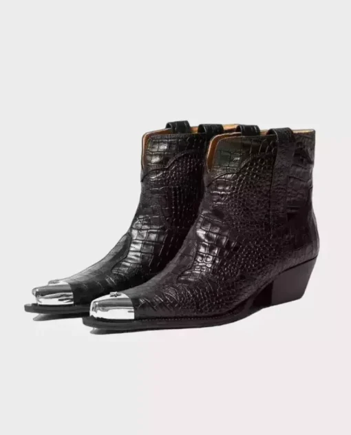 Czarne kowbojki Simple Croco